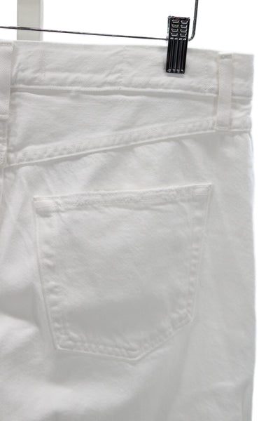 Amo Women Cropped White Mid-Rise Jeans 100% Cotton Button Fly Size 27