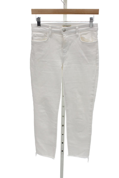 L'Agence Women Cropped Skinny Jeans White Mid-Rise Size 27