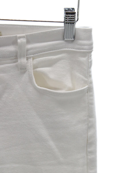 L'Agence Women Cropped Skinny Jeans White Mid-Rise Size 27
