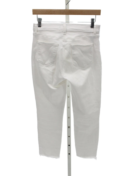 L'Agence Women Cropped Skinny Jeans White Mid-Rise Size 27