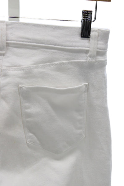 L'Agence Women Cropped Skinny Jeans White Mid-Rise Size 27