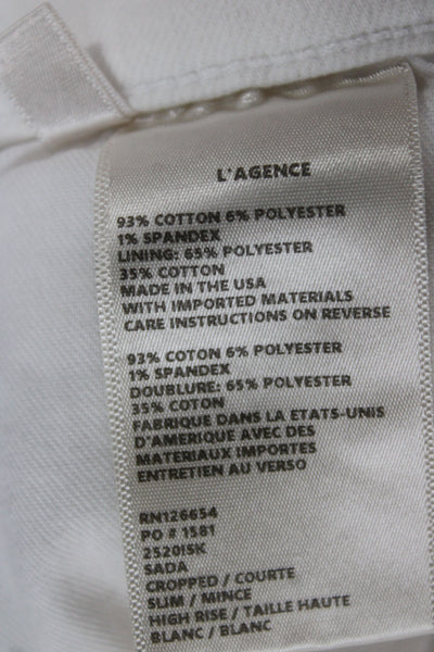 L'Agence Women Cropped Skinny Jeans White Mid-Rise Size 27