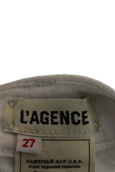 L'Agence Women Cropped Skinny Jeans White Mid-Rise Size 27