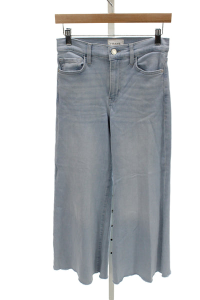 Frame Womens Cropped Wide Leg High Waist Jeans Light Blue Size 27