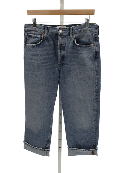 Agolde Unisex Cropped Straight High Waist Blue Organic Cotton Jeans Size 27