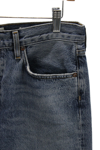 Agolde Unisex Cropped Straight High Waist Blue Organic Cotton Jeans Size 27