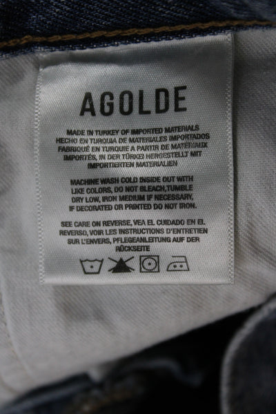Agolde Unisex Cropped Straight High Waist Blue Organic Cotton Jeans Size 27