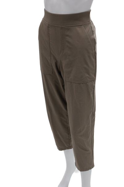 Athleta Women Cropped Cargo Pants Brown Zip 86% Polyester Size 4