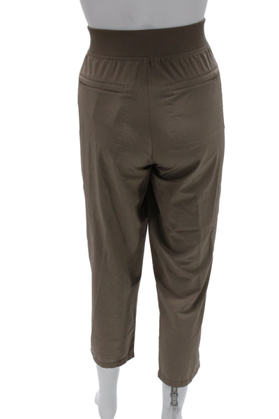Athleta Women Cropped Cargo Pants Brown Zip 86% Polyester Size 4