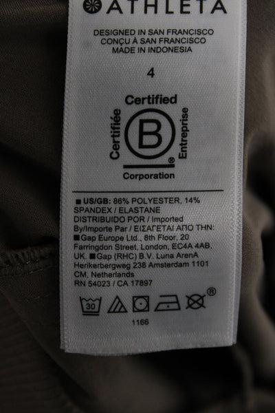 Athleta Women Cropped Cargo Pants Brown Zip 86% Polyester Size 4