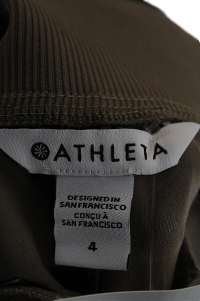 Athleta Women Cropped Cargo Pants Brown Zip 86% Polyester Size 4