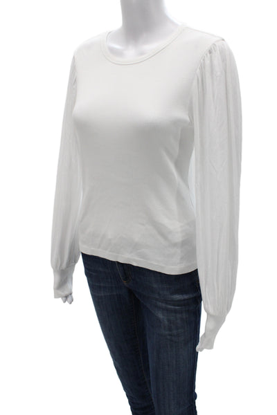 Madewell Women Basic White Long Sleeve T-Shirt Round Neck Size S