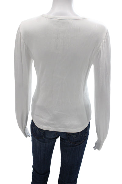 Madewell Women Basic White Long Sleeve T-Shirt Round Neck Size S