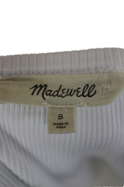 Madewell Women Basic White Long Sleeve T-Shirt Round Neck Size S