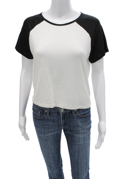 Splits59 Womens Cropped Basic Black Short Sleeve Crew Neck T-Shirt Size S