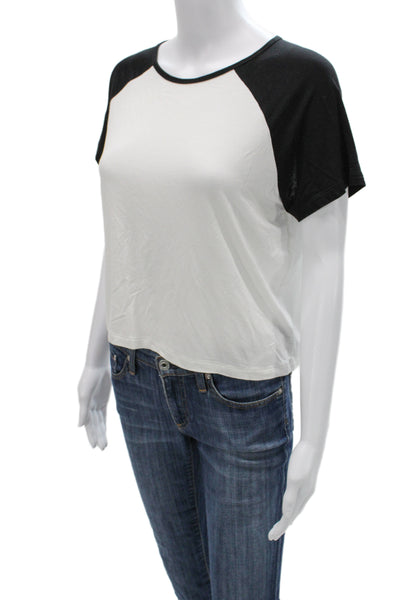 Splits59 Womens Cropped Basic Black Short Sleeve Crew Neck T-Shirt Size S