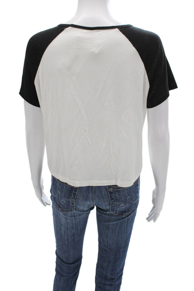 Splits59 Womens Cropped Basic Black Short Sleeve Crew Neck T-Shirt Size S