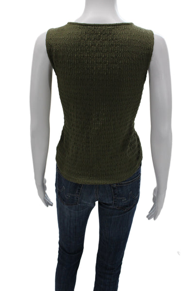 Sanctuary Women Sleeveless V-Neck Button Up Tank Green Army Size S
