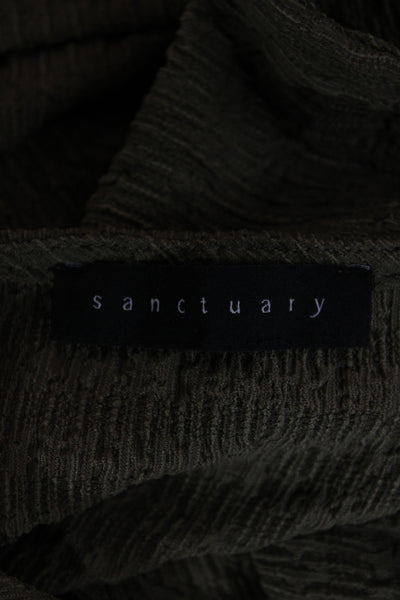 Sanctuary Women Sleeveless V-Neck Button Up Tank Green Army Size S