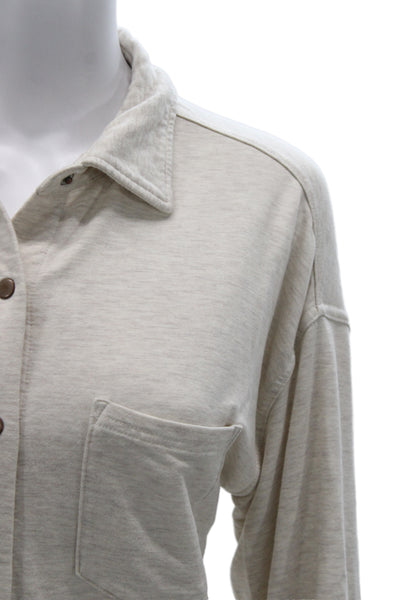Z Supply Women Collared Button-Up Top Beige Long Sleeve Modal Size XS