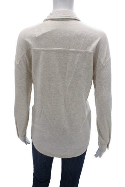 Z Supply Women Collared Button-Up Top Beige Long Sleeve Modal Size XS