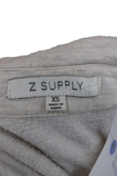 Z Supply Women Collared Button-Up Top Beige Long Sleeve Modal Size XS
