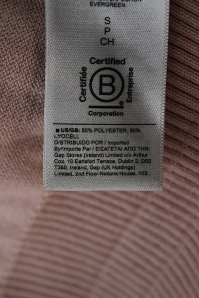Athleta Women Pullover Hoodie Pink V-Neck Drawstring Long Sleeve Petite Size S