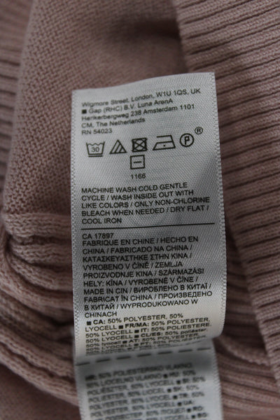 Athleta Women Pullover Hoodie Pink V-Neck Drawstring Long Sleeve Petite Size S
