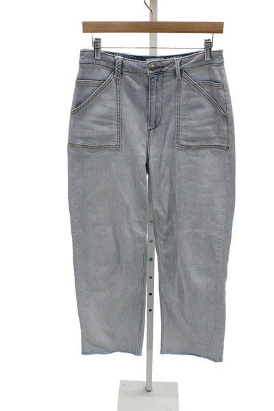 Driftwood Unisex Cropped Straight Jeans Light Blue High Rise 95% Cotton Size 28