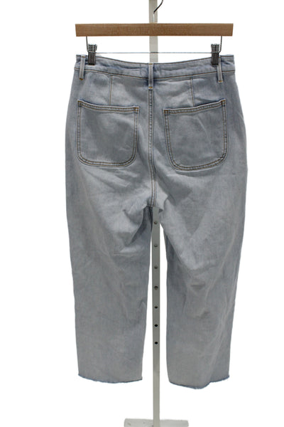 Driftwood Unisex Cropped Straight Jeans Light Blue High Rise 95% Cotton Size 28