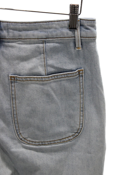 Driftwood Unisex Cropped Straight Jeans Light Blue High Rise 95% Cotton Size 28