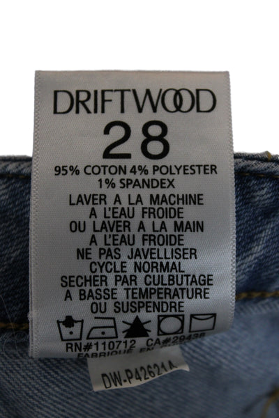 Driftwood Unisex Cropped Straight Jeans Light Blue High Rise 95% Cotton Size 28