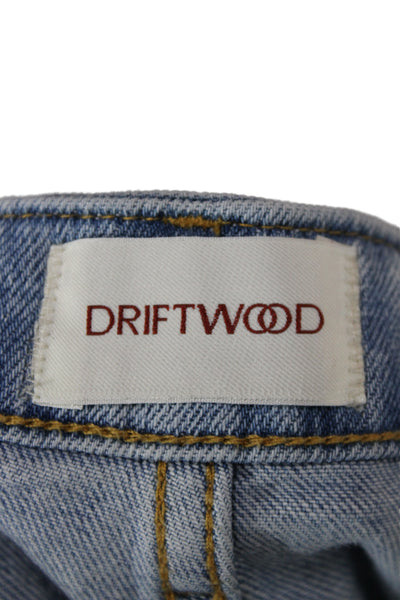 Driftwood Unisex Cropped Straight Jeans Light Blue High Rise 95% Cotton Size 28