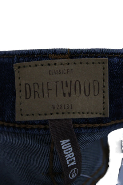 Driftwood Women Boyfriend Cropped Dark Blue Floral Jeans Button Size 28