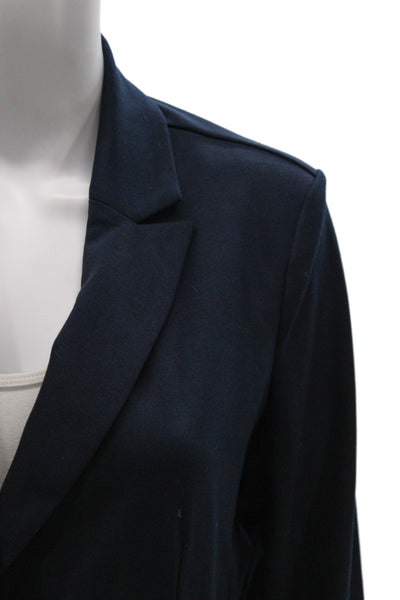 Nic + Zoe Womens Dark Blue Collared Blazer Long Sleeve Size S