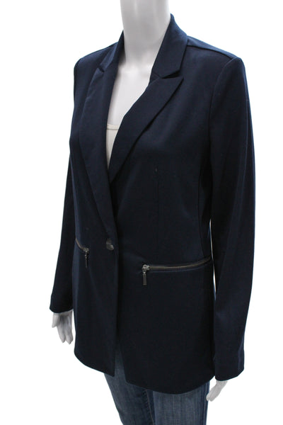 Nic + Zoe Womens Dark Blue Collared Blazer Long Sleeve Size S