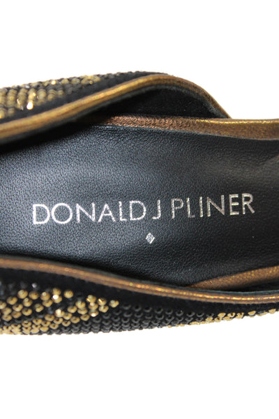 Donald J Pliner Womens Stiletto Pointed Toe Crystal Dorsay Pumps Black Brown 5M