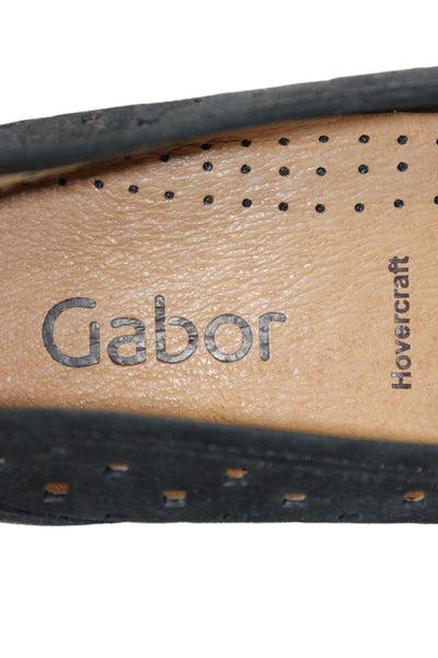 Gabor Womens Slip On Laser Cut Cap Toe Suede Ballet Flats Black Size UK 3.5