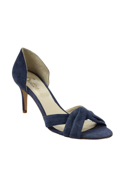 Butter Womens Stiletto Suede Twist Slide Sandals Blue Size 10