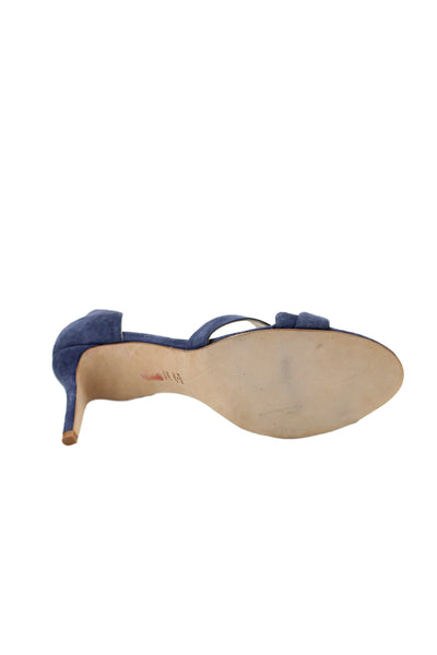 Butter Womens Stiletto Suede Twist Slide Sandals Blue Size 10