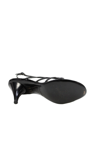 Max Mara Womens Cone Heel Leather Strappy Sandals Black Size 36