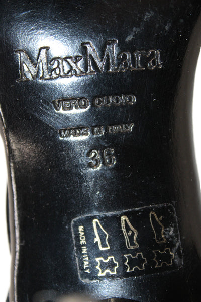 Max Mara Womens Cone Heel Leather Strappy Sandals Black Size 36