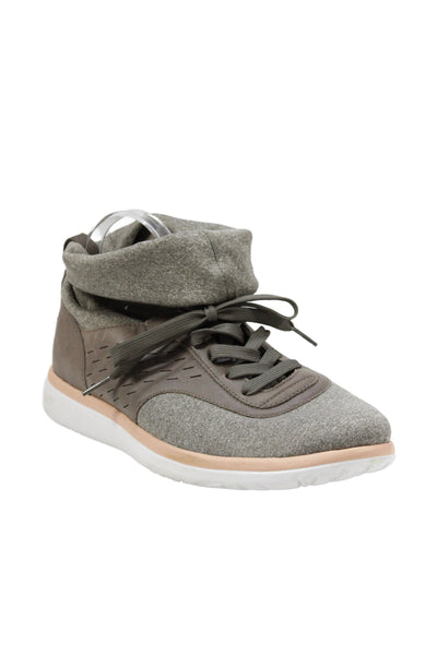 Ugg Womens Slip On Leather  Trim Round Toe Slouchy Sneakers Gray Size 10
