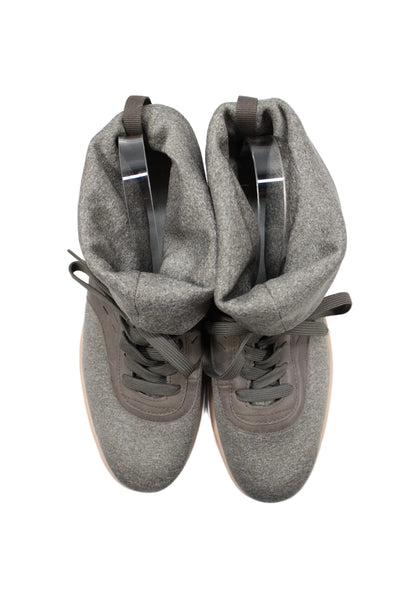 Ugg Womens Slip On Leather  Trim Round Toe Slouchy Sneakers Gray Size 10
