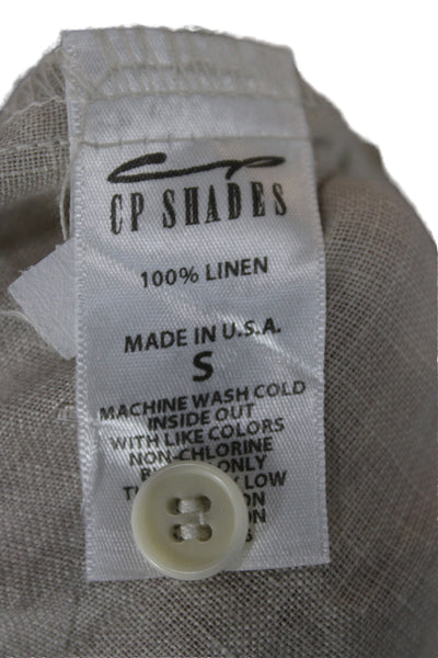 CP Shades Womens Collared Long Sleeve Basic Button-Up Top Beige Size S