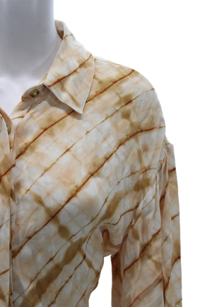 House of Harlow 1960 Womens Boho Rayon Button Up Beige Size S