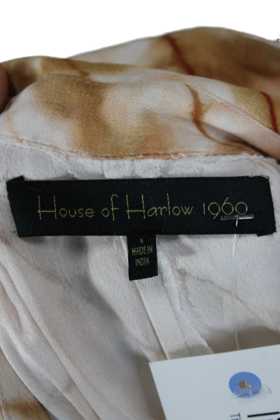 House of Harlow 1960 Womens Boho Rayon Button Up Beige Size S