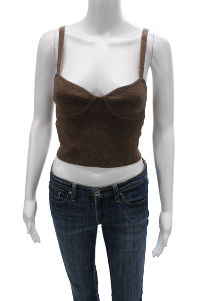 Wilfred Women Cropped Tank Brown Solid Size M