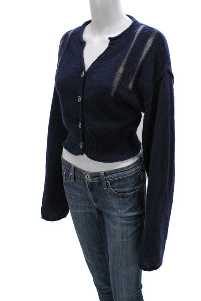 Theilma Unisex Dark Blue Striped V Neck Cardigan Size One Size