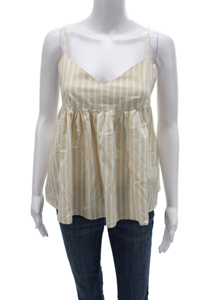 My Mum Made It Women Beige Striped V Neck Camisole Zip Size L